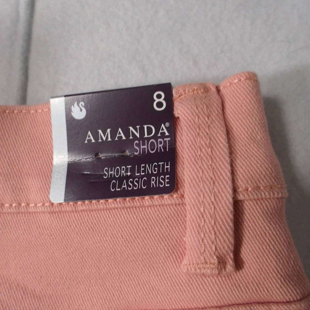 Gloria Vanderbilt Women Shorts 8 Coral Amanda Denim Slimming Preppy Feminine NEW
